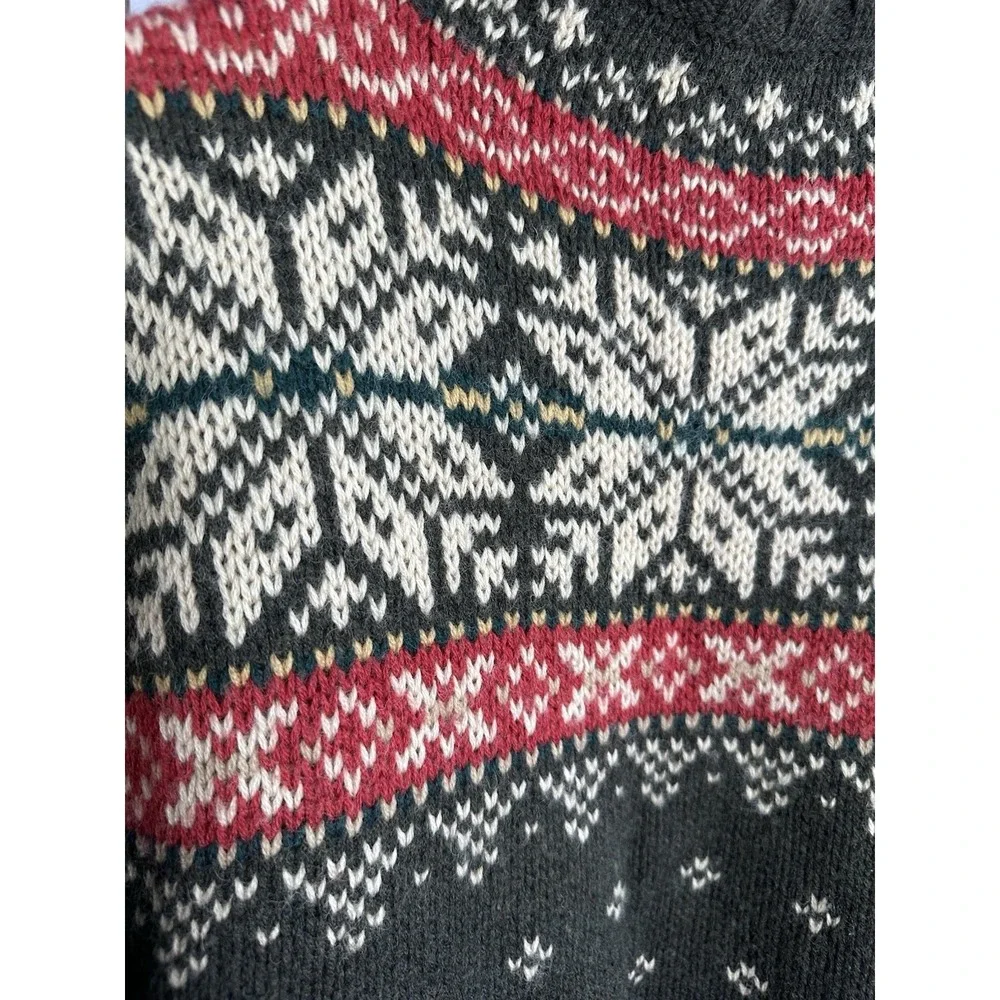 Vtg Abercrombie & Fitch Sweater Mens Nordic Y2K Small 100% Wool Isle Mock Neck